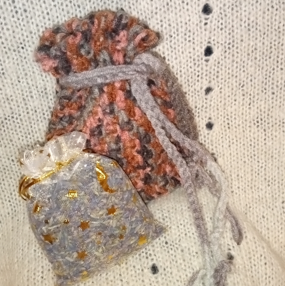 Handmade Drawstring Satchel Bag (flowers included)
